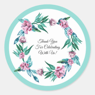Sticker Rond Romantique Feminine Floral 40e anniversaire