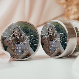 Sticker Rond Romantique noir photo superposition Merci Favorise