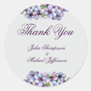 Sticker Rond Romantique Poétique Lilac Aquarelle Mariage Floral