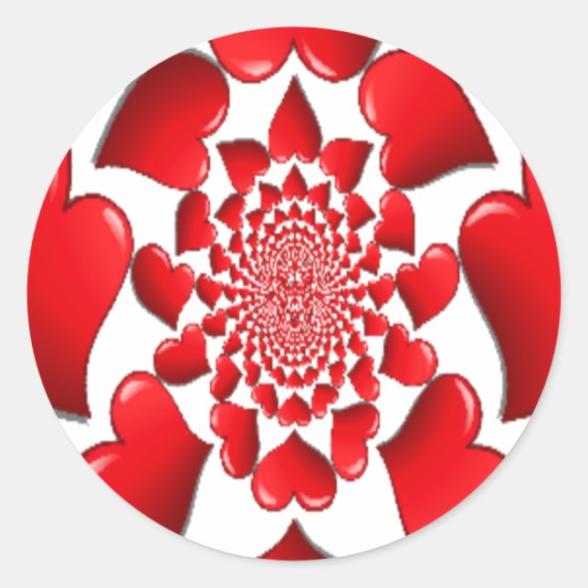 Sticker Rond Romantique Red Hearts Art Motif Imprimer (Devant)