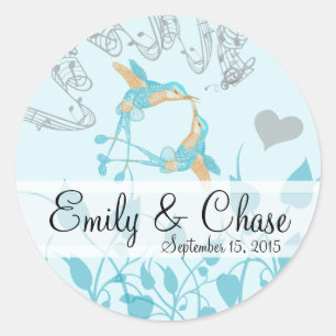 Sticker Rond Romantique rustique Colibri Kiss Amour OiseauMaria