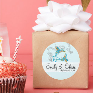 Sticker Rond Romantique rustique Colibri Kiss Amour OiseauMaria