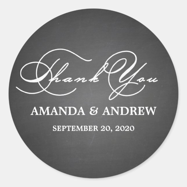 Sticker Rond Romantique Script Merci Mariage Favoriser les Étiq (Devant)