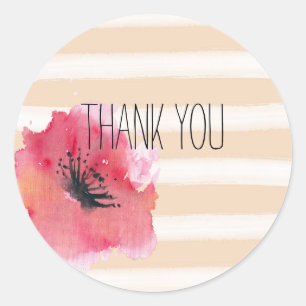 Sticker Rond Romantique Simple Stripes Merci Floral