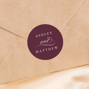 Sticker Rond Romantique Tourbillonnant Calligraphie Mariage Bou