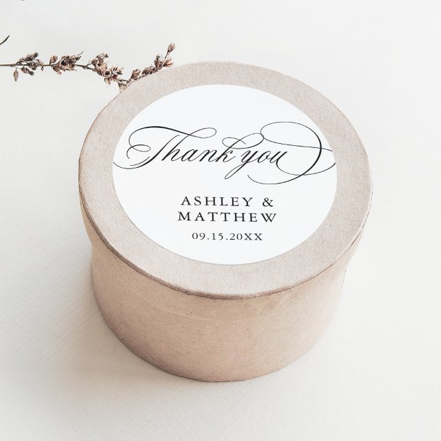 Sticker Rond Romantique Tourbillonnant Calligraphie Mariage Mer (Créateur téléchargé)