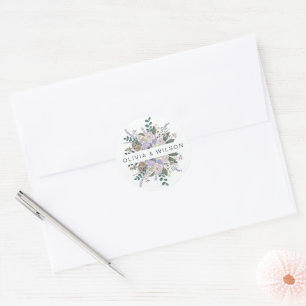 Sticker Rond Romanyic Botanical chic floral violet
