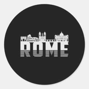 Sticker Rond Rome Italie City Skyline Cityscape Funny Cadeau