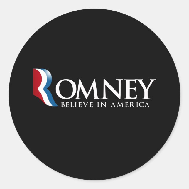 Sticker Rond Romney - Believe in America - (Devant)