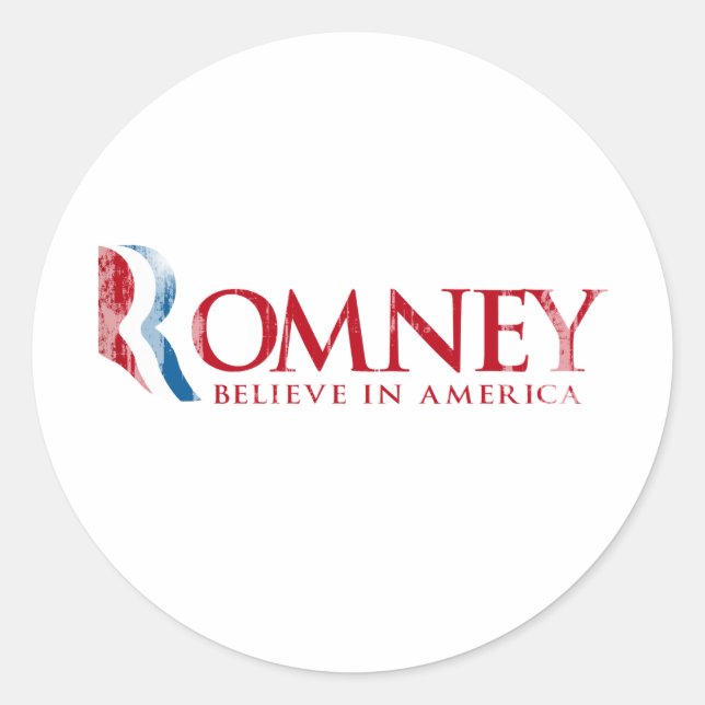 Sticker Rond Romney - Believe in America (rouge) (Devant)