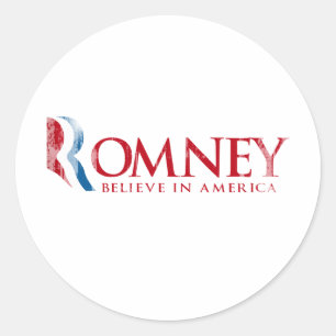 Sticker Rond Romney - Believe in America (rouge)