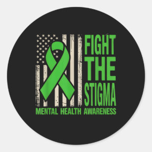 Sticker Rond Rompre Le Stigma Green Ribbon Mental Health Award