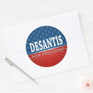 Sticker Rond Ron DeSantis 2024 - Design étoiles et rayures