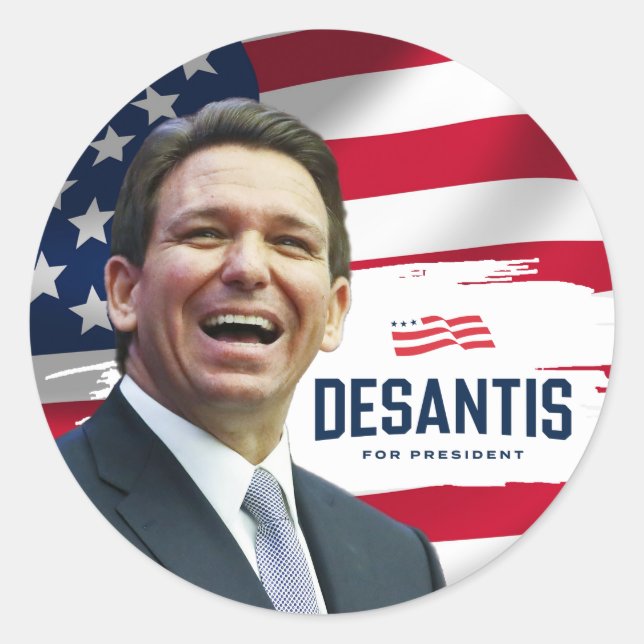 Sticker Rond Ron DeSantis pour le Président 2024 (Devant)