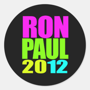 STICKER ROND RON PAUL 2012 NEON