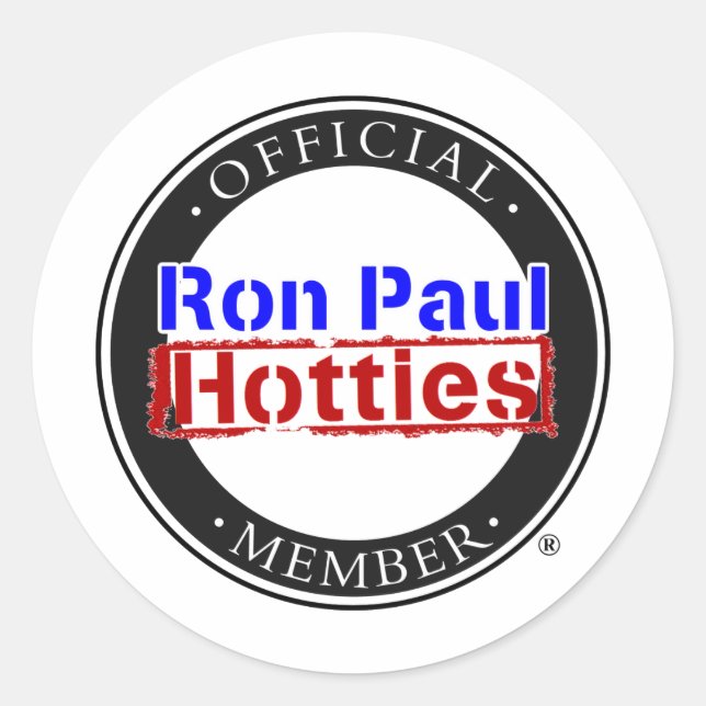 Sticker Rond Ron Paul Hotties (Devant)