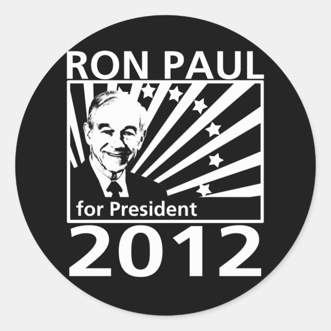 Sticker Rond Ron Paul Pour Président 2012 (Devant)