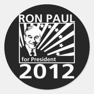Sticker Rond Ron Paul Pour Président 2012
