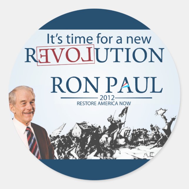 Sticker Rond Ron Paul, président (Devant)