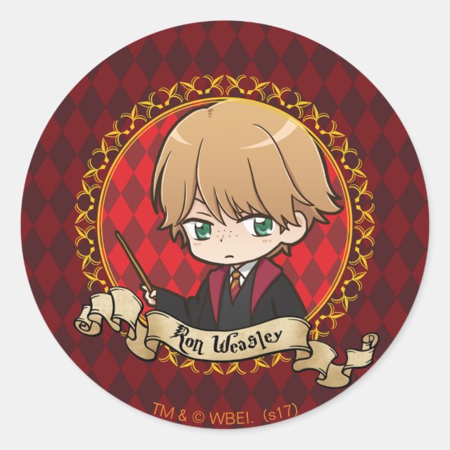Sticker Rond Ron Weasley en anime (Devant)