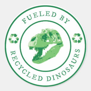 Sticker Rond Rond alimenté par des dinosaures Recyclés - Vert