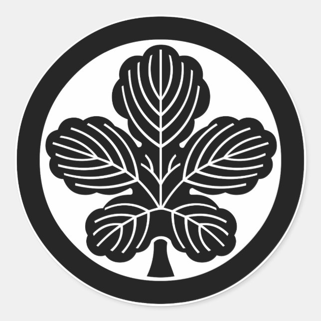 Sticker Rond Rond avec feuille de papier mûrier (Devant)