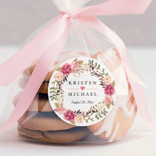 Sticker Rond  rond classique de mariage avec couronne florale r