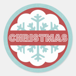 Sticker Rond Rond moderne Bleu Joyeux Petit Noël