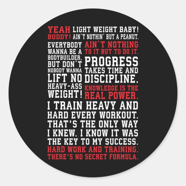 Sticker Rond Ronnie Fitness Cite Gymnase entraînement Bodybuild (Devant)