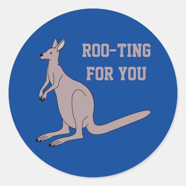 Sticker Rond Roo-ting pour vous mignon Aussie Funny Kangaroo Pu (Devant)