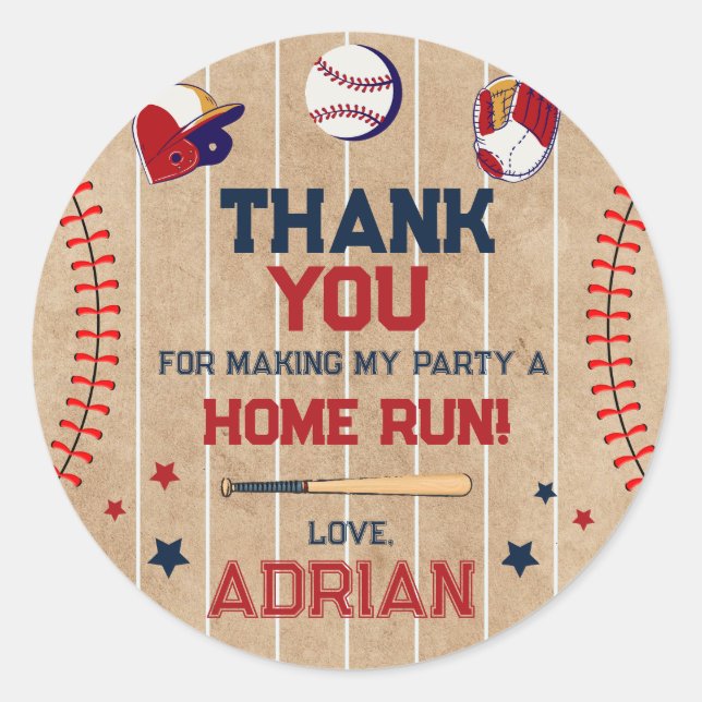 Sticker Rond Rookie de l'année 1er Anniversaire Baseball (Devant)