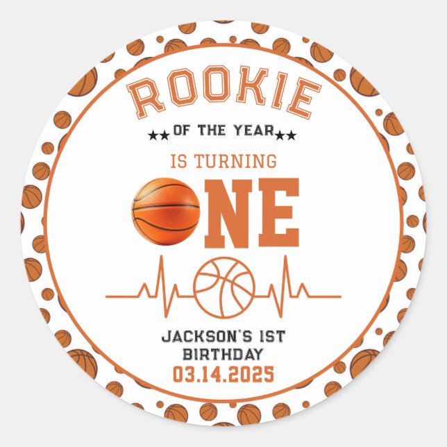 Sticker Rond Rookie de l'année 1er anniversaire de basket-ball (Devant)