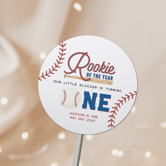 Sticker Rond Rookie de l'année Baseball 1er anniversaire fête (Créateur téléchargé)