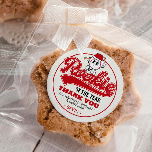 Sticker Rond Rookie De L'Année Baseball Anniversaire Fête Perso