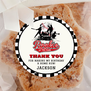 Sticker Rond Rookie De L'Année Baseball Custom Anniversaire Fêt