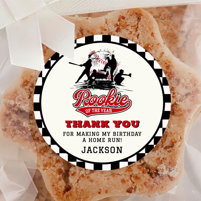 Sticker Rond Rookie De L'Année Baseball Custom Anniversaire Fêt (Créateur téléchargé)