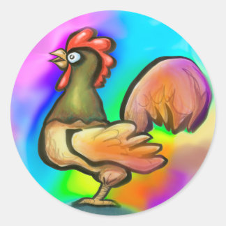 Sticker Rond Rooster