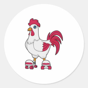 Sticker Rond Rooster à Patinage en ligne avec Roller skates