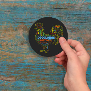Sticker Rond Rooster de DeColores Cursillo Mot Cloud