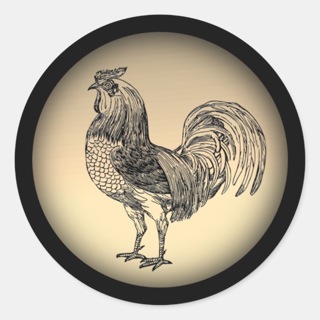 Sticker Rond Rooster rustique (Devant)