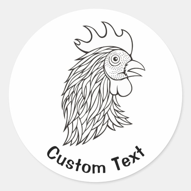 Sticker Rond Rooster's Head Line Art (Devant)