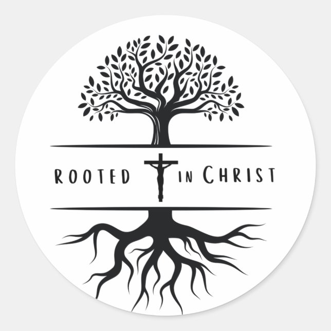 Sticker Rond Rooted in Christ (Devant)