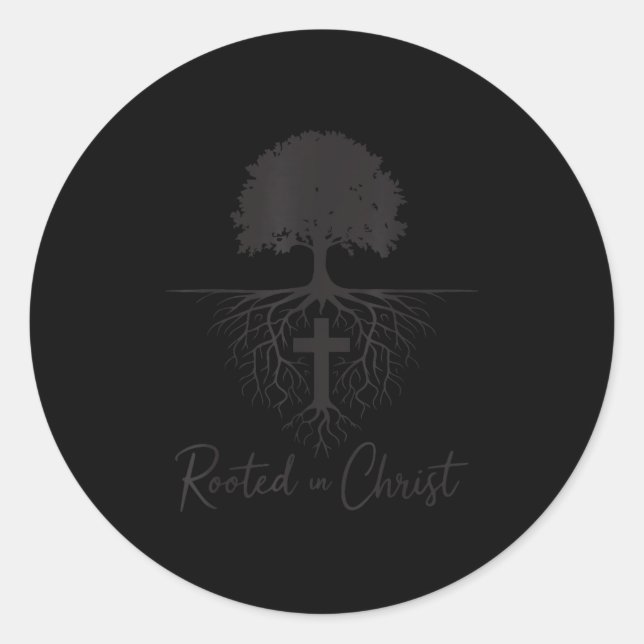 Sticker Rond Rooted In Christ Christian Kids Mens God Son Broth (Devant)