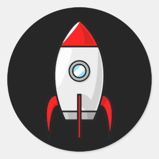 Sticker Rond Roquettes rouges et bleues