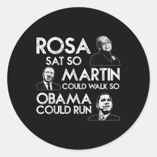 Sticker Rond Rosa Martin Obama Afrique-Amérique Noire M