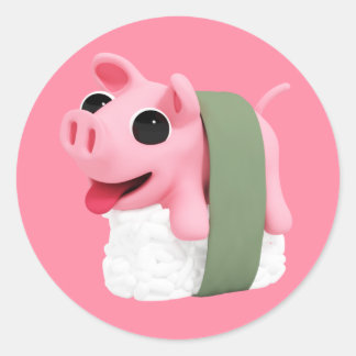 Sticker Rond Rosa the Pig is a Sushi
