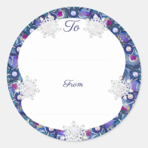 Sticker Rond Rosace bleue et flocon de neige