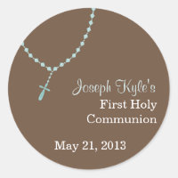 Rosaire bleu sur Brown première sainte communion