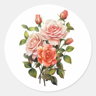 STICKER ROND ROSE