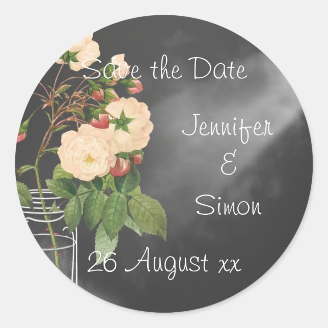 Sticker Rond Rose Adélaïde en noir (Devant)